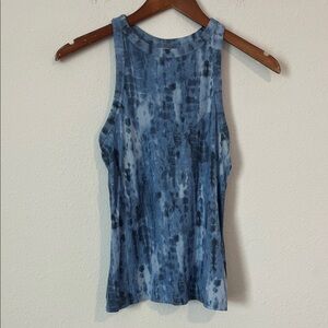 OLD NAVY Active Blue Tie Dye Ribbed High Neck Tank Top